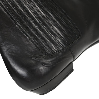Christian Dior * Black Leather Short Boots Shoes #36 1/2