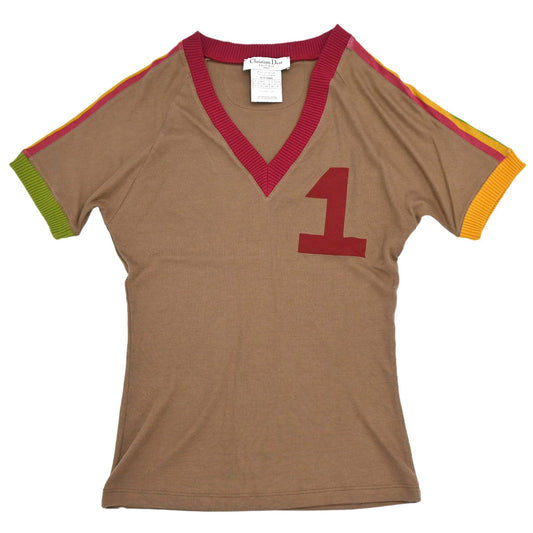 Christian Dior 2004 Short Sleeve Top T-shirt Brown Rasta-Color #40