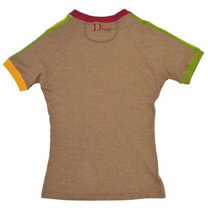 Christian Dior 2004 Short Sleeve Top T-shirt Brown Rasta-Color #40