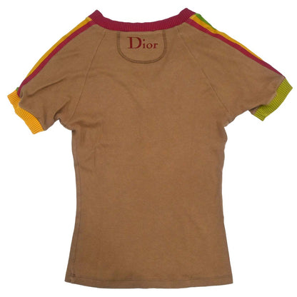 Christian Dior 2004 Short Sleeve Top T-shirt Brown Rasta-Color #38