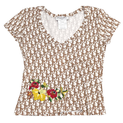 Christian Dior 2005 T-shirt Top Trotter Embroidery Brown #36