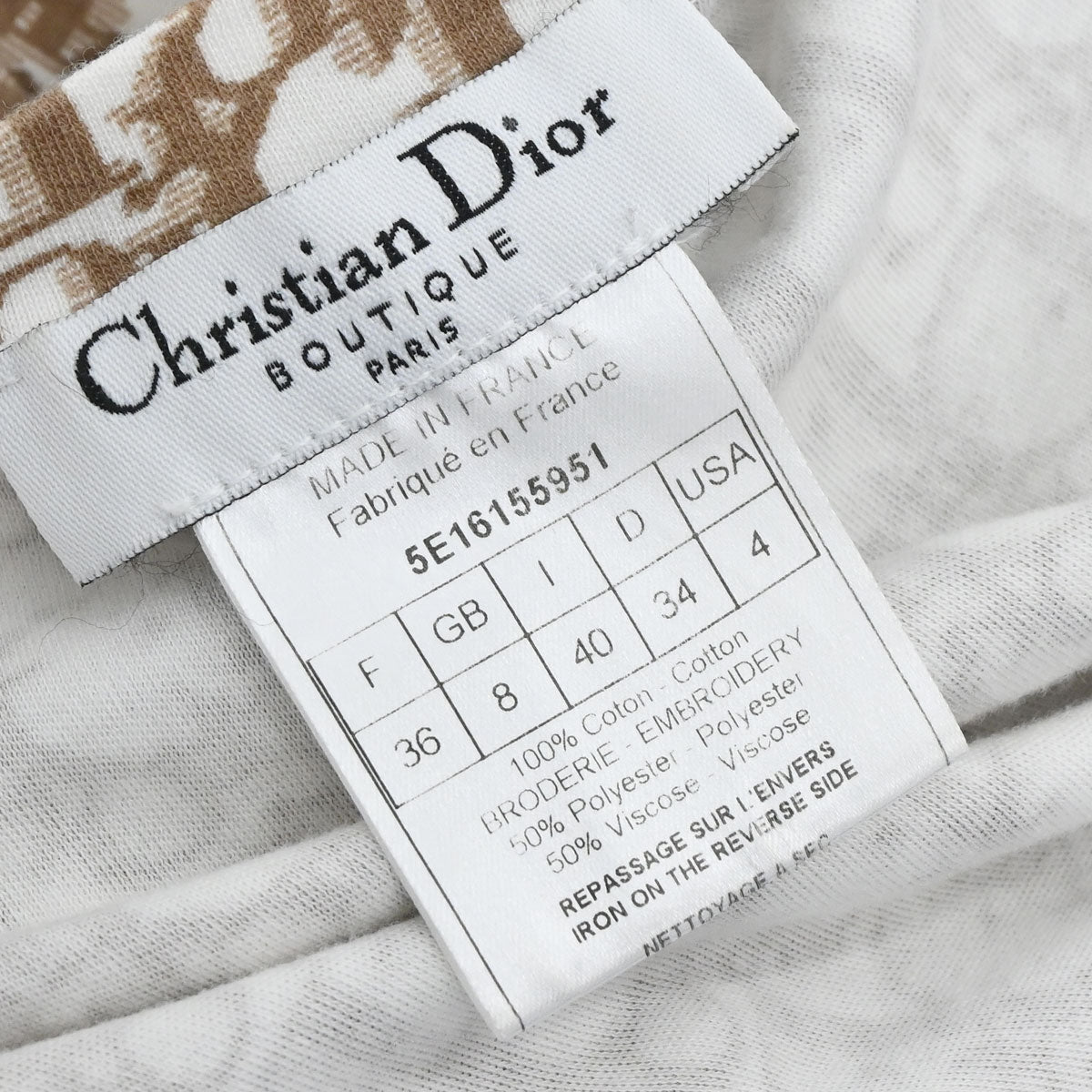 Christian Dior 2005 T-shirt Top Trotter Embroidery Brown #36
