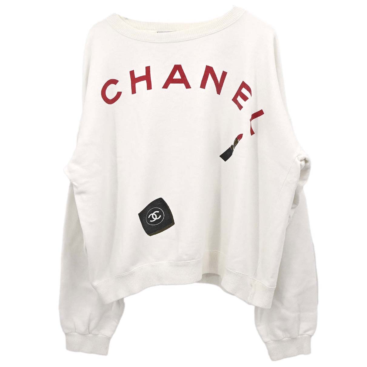 Chanel Long Sleeve Top Sweater White #M