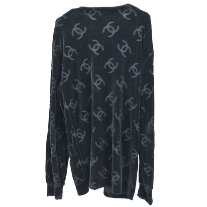 Chanel CC Velours Cardigan Black #36