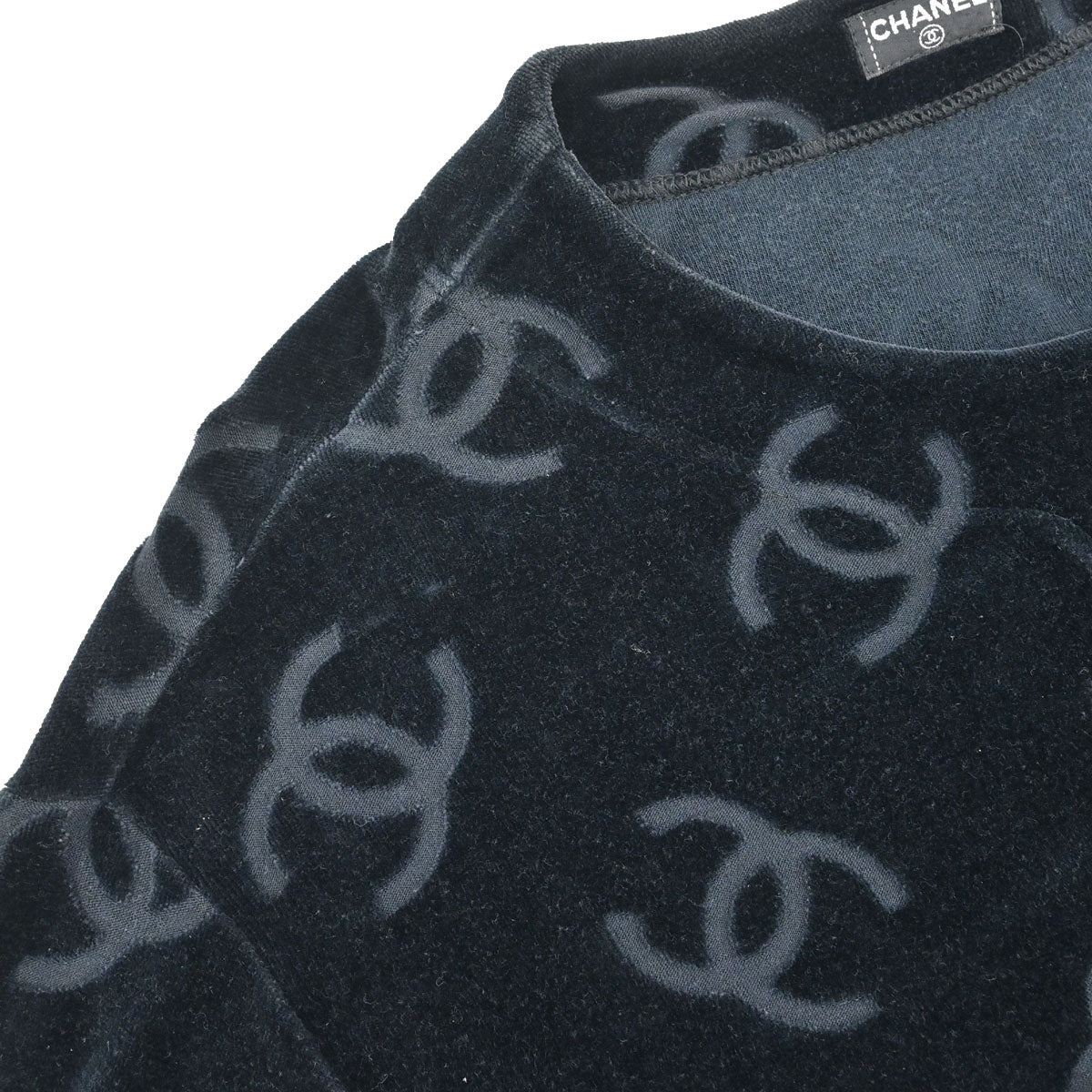 Chanel CC Velours Cardigan Black #36
