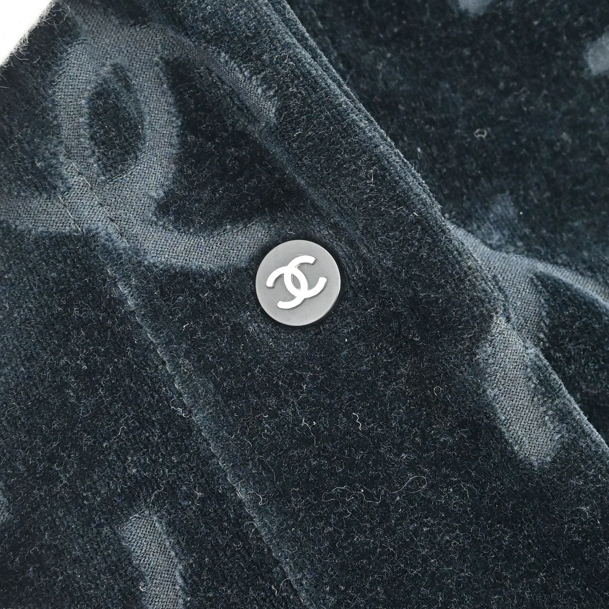 Chanel CC Velours Cardigan Black #36