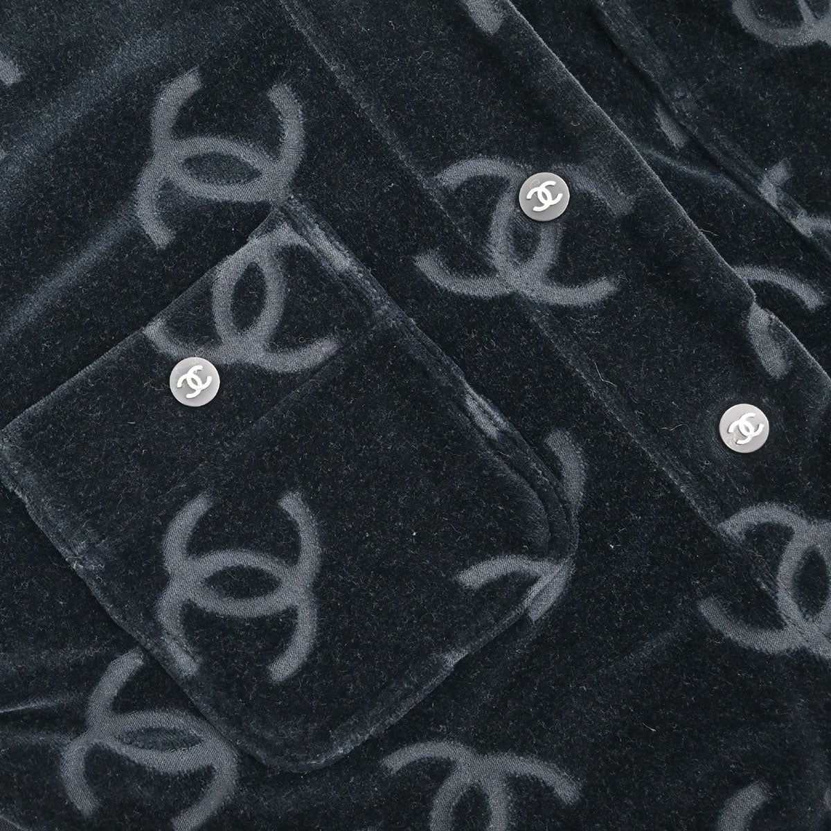 Chanel CC Velours Cardigan Black #36