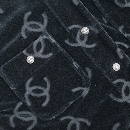 Chanel CC Velours Cardigan Black #36