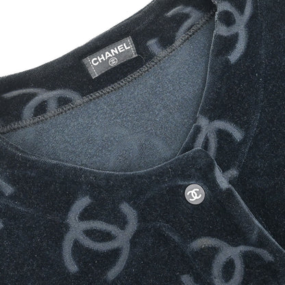 Chanel CC Velours Cardigan Black #36