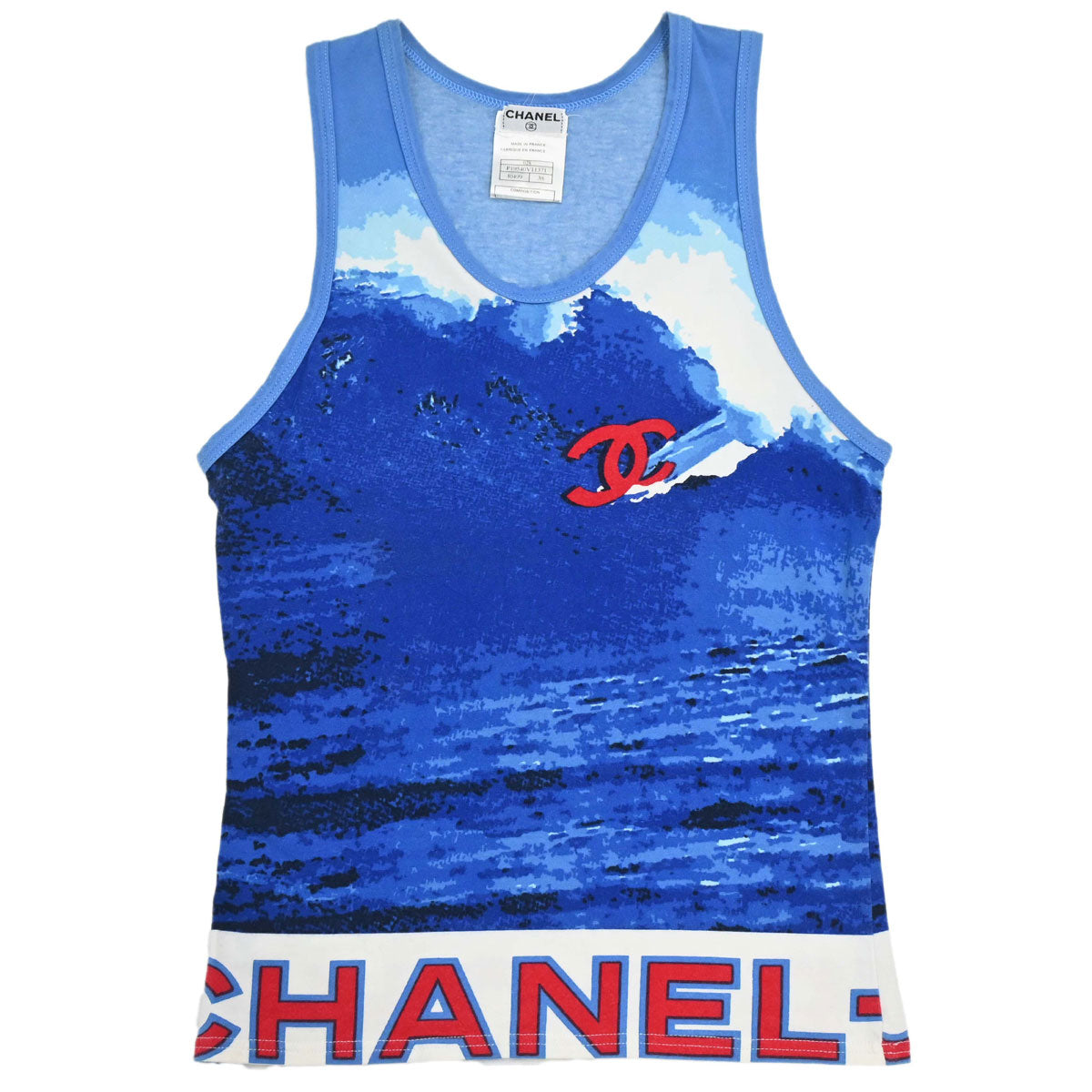 Chanel 2002 Surf Line Sleeveless Tank Top Blue #38
