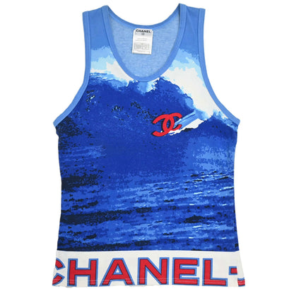 Chanel 2002 Surf Line Sleeveless Tank Top Blue #38