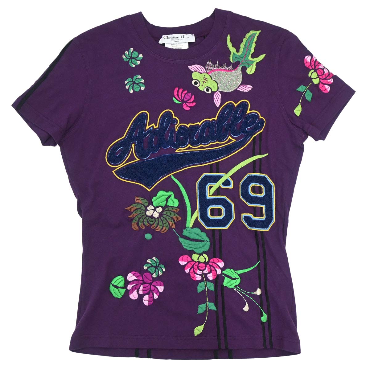 Christian Dior 2003 Top Adiorable 69 T-shirt Embroidery Purple #38