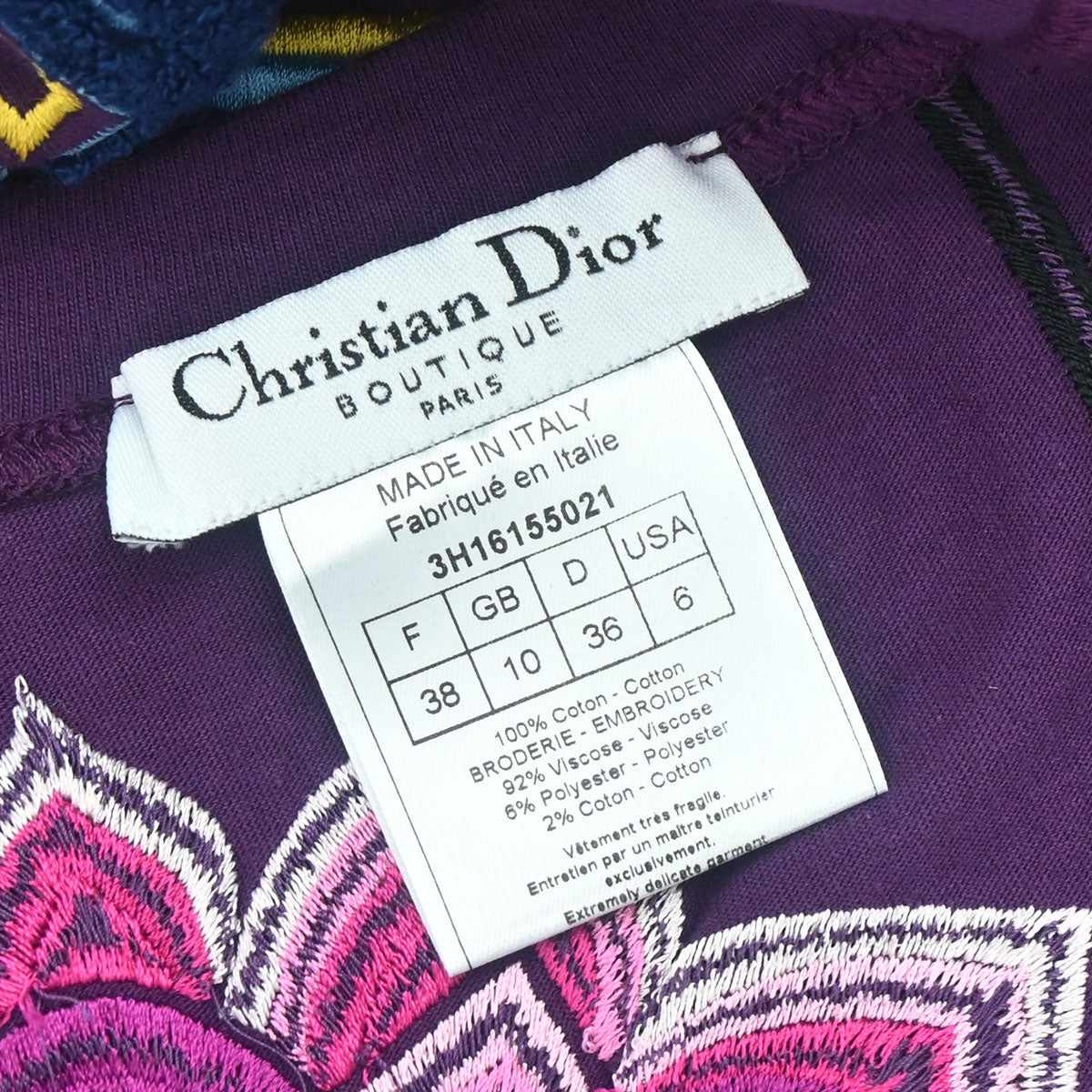 Christian Dior 2003 Top Adiorable 69 T-shirt Embroidery Purple #38