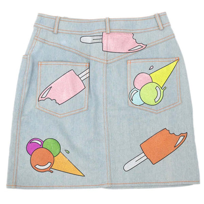 Christian Dior 2004 Skirt Denim Ice Cream Glitter Light Blue #38