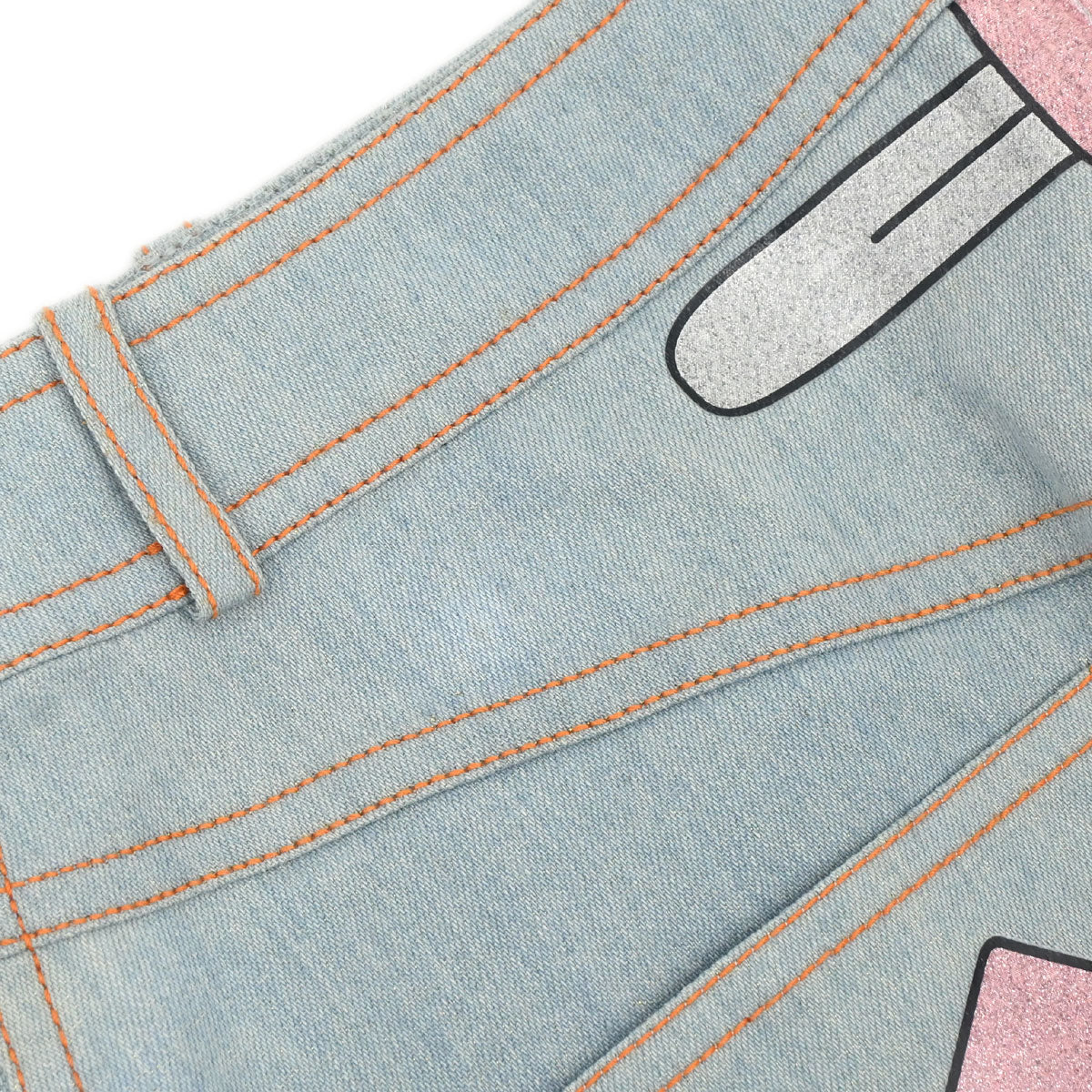 Christian Dior 2004 Skirt Denim Ice Cream Glitter Light Blue #38