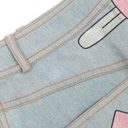 Christian Dior 2004 Skirt Denim Ice Cream Glitter Light Blue #38