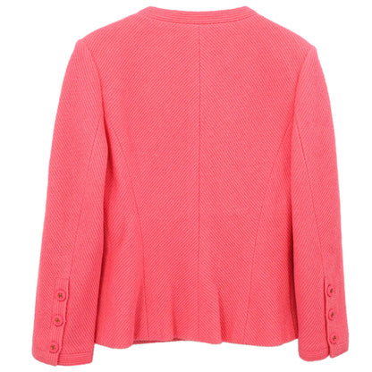 Chanel 1995 Single Breasted Collarless Tweed Jacket Pink #38