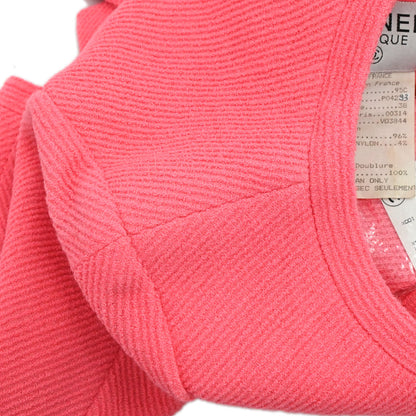 Chanel 1995 Single Breasted Collarless Tweed Jacket Pink #38