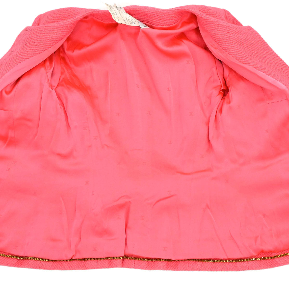 Chanel 1995 Single Breasted Collarless Tweed Jacket Pink #38