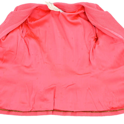 Chanel 1995 Single Breasted Collarless Tweed Jacket Pink #38
