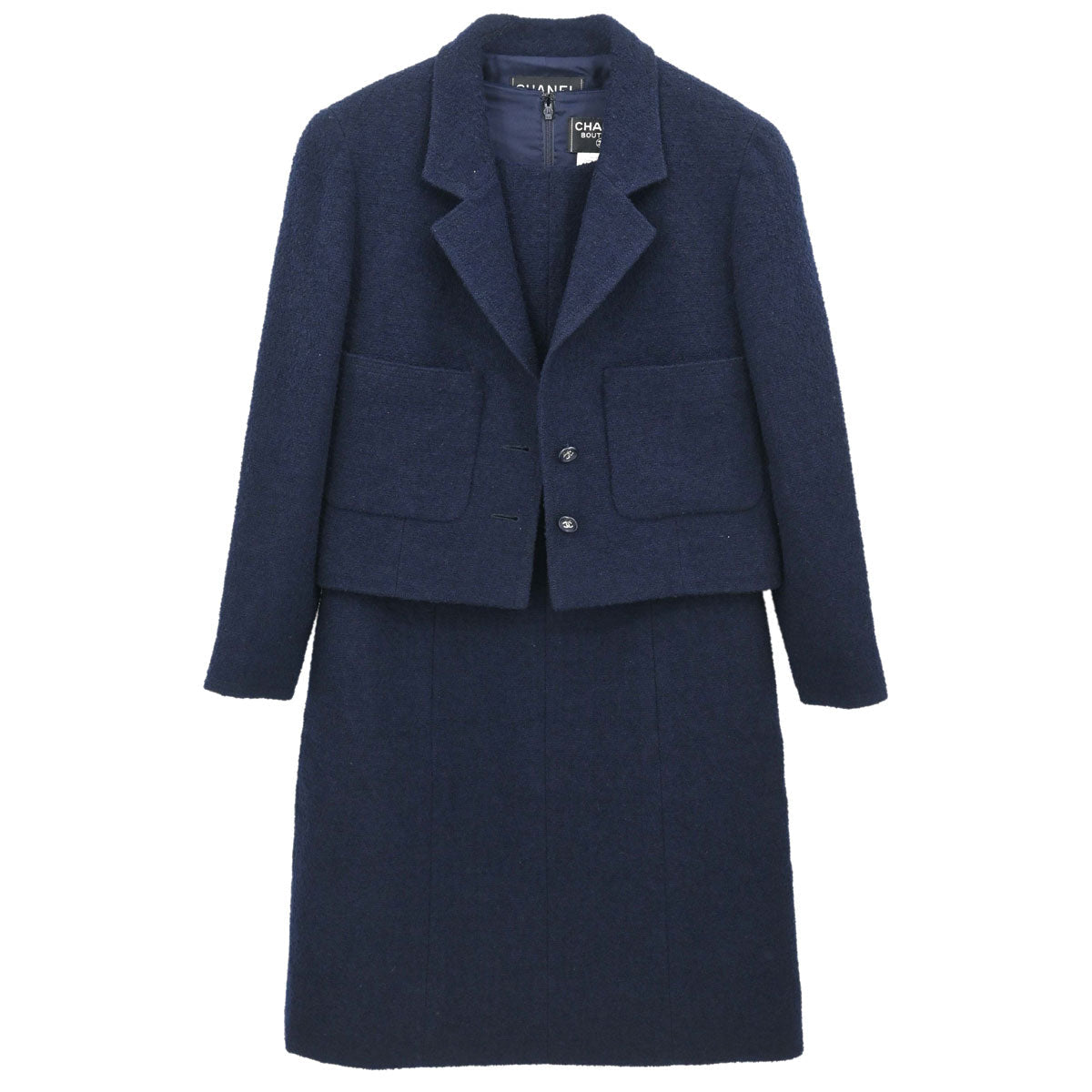 Chanel 1996 Setup Suit Jacket Dress Navy #38