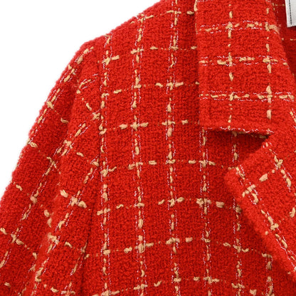 Chanel 1995 Single Breasted Tweed Jacket Red #42