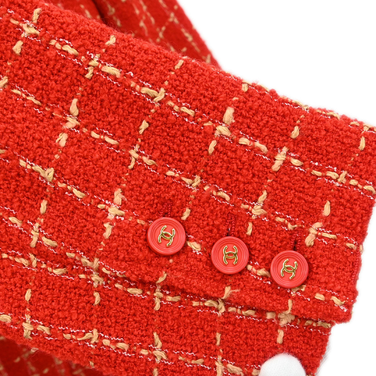 Chanel 1995 Single Breasted Tweed Jacket Red #42