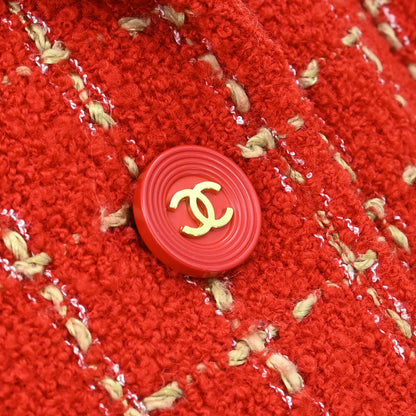 Chanel 1995 Single Breasted Tweed Jacket Red #42
