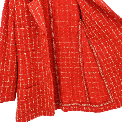 Chanel 1995 Single Breasted Tweed Jacket Red #42