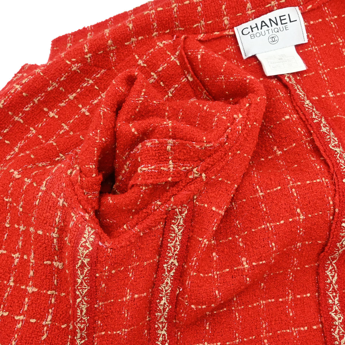 Chanel 1995 Single Breasted Tweed Jacket Red #42