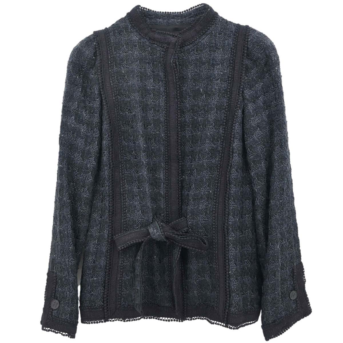 Chanel 2006 Bow Tweed Jacket Black Navy #34