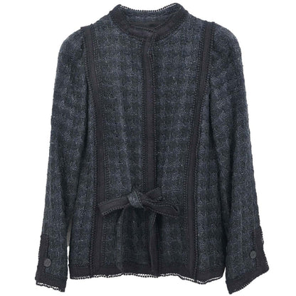 Chanel 2006 Bow Tweed Jacket Black Navy #34