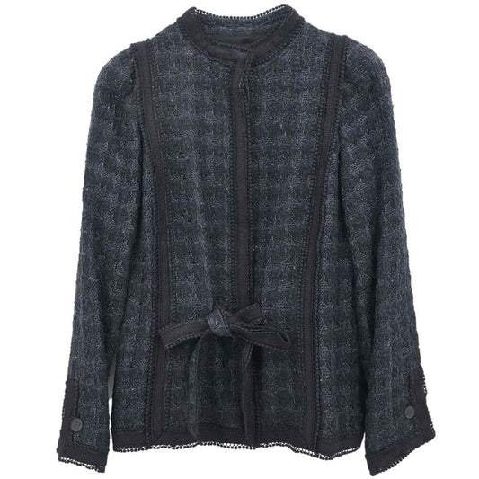 Chanel 2006 Bow Tweed Jacket Black Navy #34