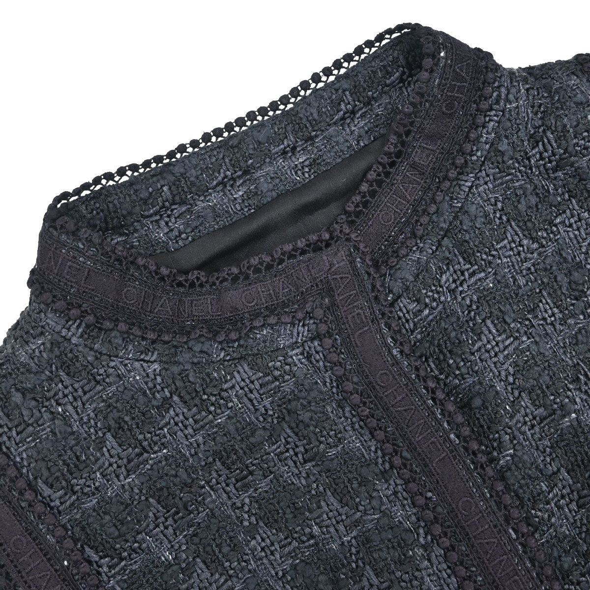 Chanel 2006 Bow Tweed Jacket Black Navy #34