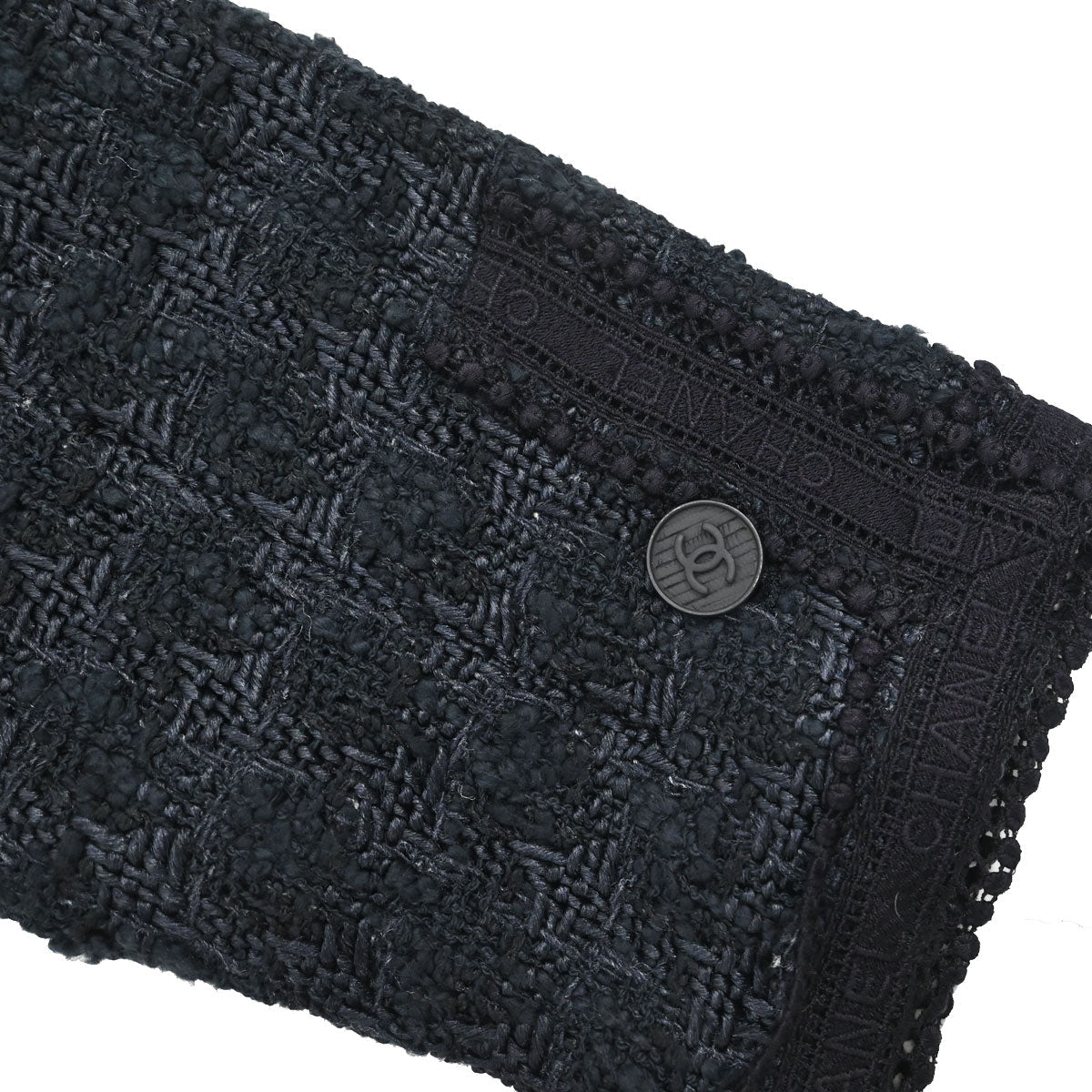 Chanel 2006 Bow Tweed Jacket Black Navy #34