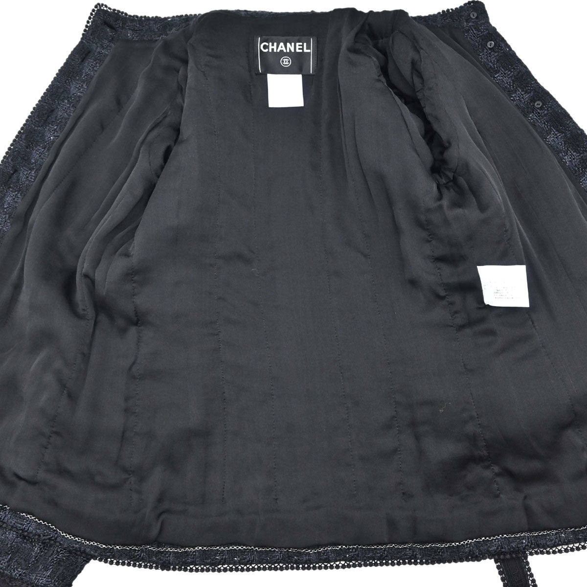 Chanel 2006 Bow Tweed Jacket Black Navy #34
