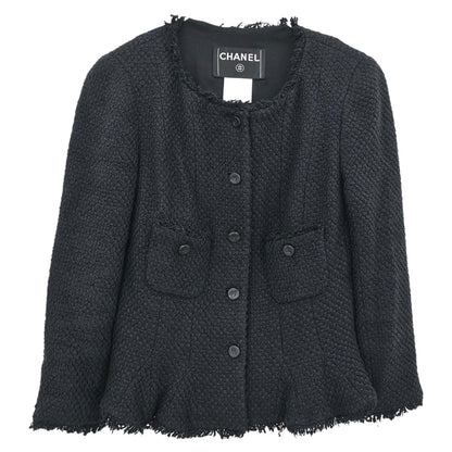 Chanel 2006 Collarless Tweed Jacket Black #34