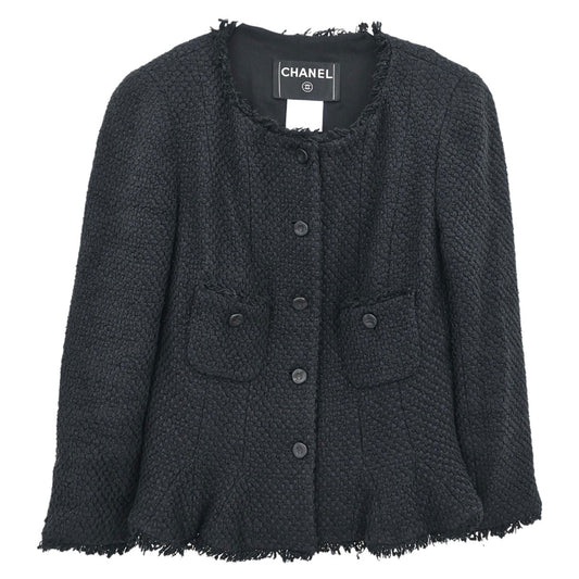 Chanel 2006 Collarless Tweed Jacket Black #34