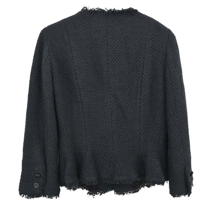 Chanel 2006 Collarless Tweed Jacket Black #34