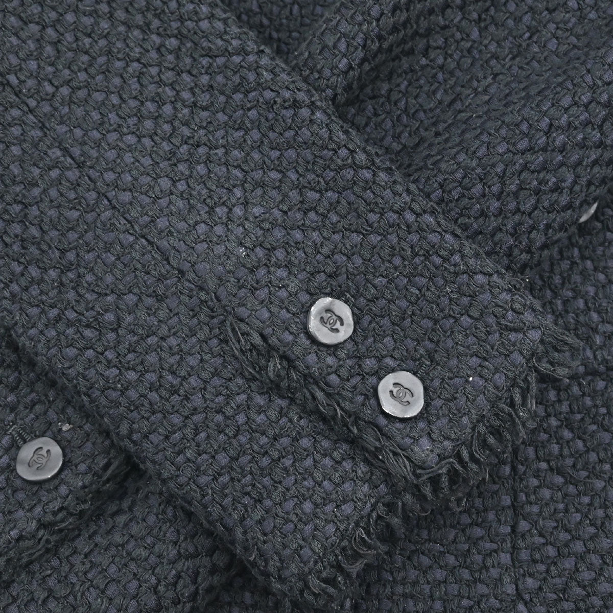 Chanel 2006 Collarless Tweed Jacket Black #34