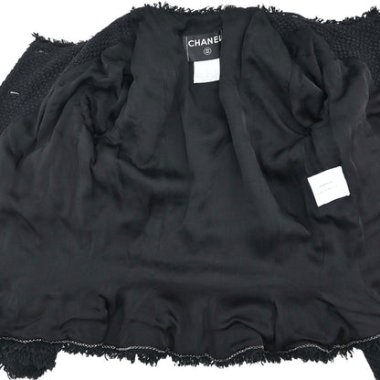 Chanel 2006 Collarless Tweed Jacket Black #34
