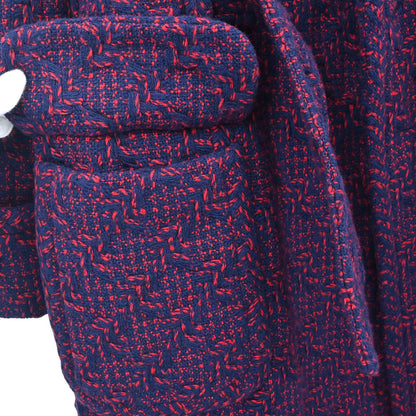 Chanel 2017-2018 Tweed Long Coat Navy Red #36