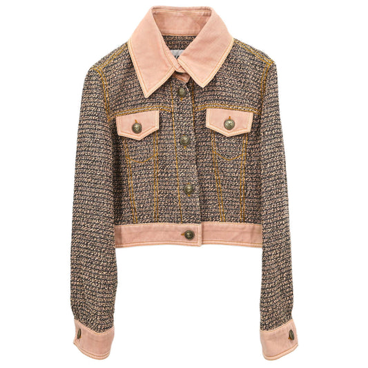 Chanel 2016 Tweed Denim Jacket Pink #36