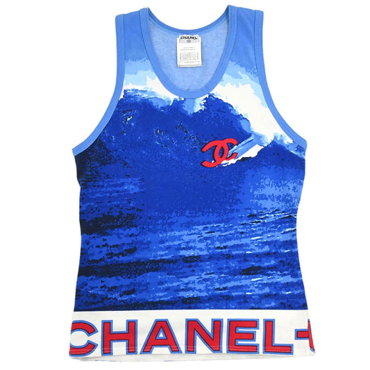 Chanel 2002 Surf Line Sleeveless Tank Top Blue #40