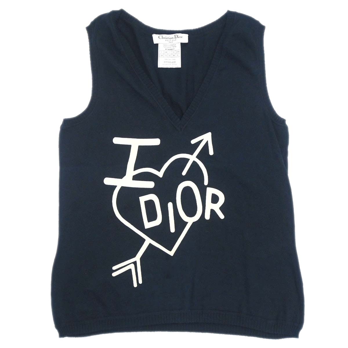 Christian Dior 2005 Sleeveless Tank Top Heart And Arrow Navy #38