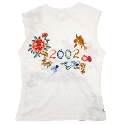 Christian Dior 2002 Sleeveless Tank Top Embroidery White #38