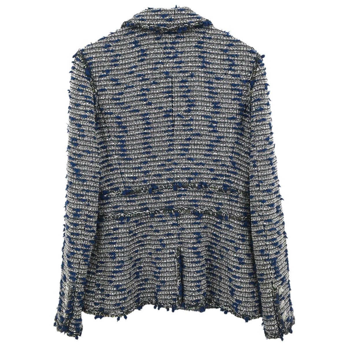 Chanel 2007 Single Breasted Sequins Tweed Jacket Blue #38