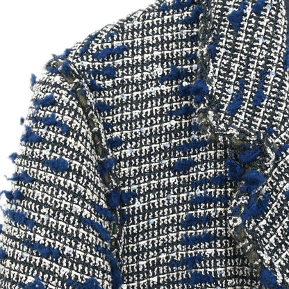 Chanel 2007 Single Breasted Sequins Tweed Jacket Blue #38
