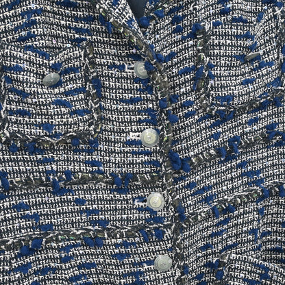 Chanel 2007 Single Breasted Sequins Tweed Jacket Blue #38