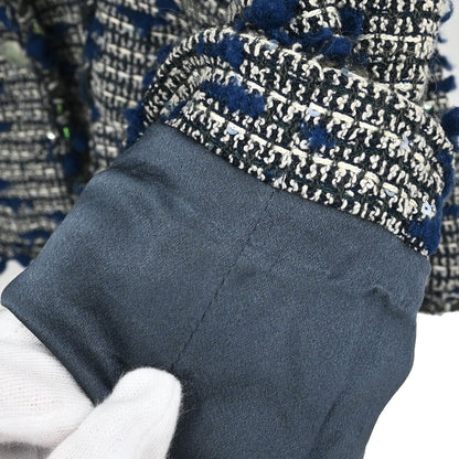 Chanel 2007 Single Breasted Sequins Tweed Jacket Blue #38